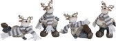 J-Line Rendier Kerstmis Met Bril Poly Wit/Grijs Small Assortiment Van 4