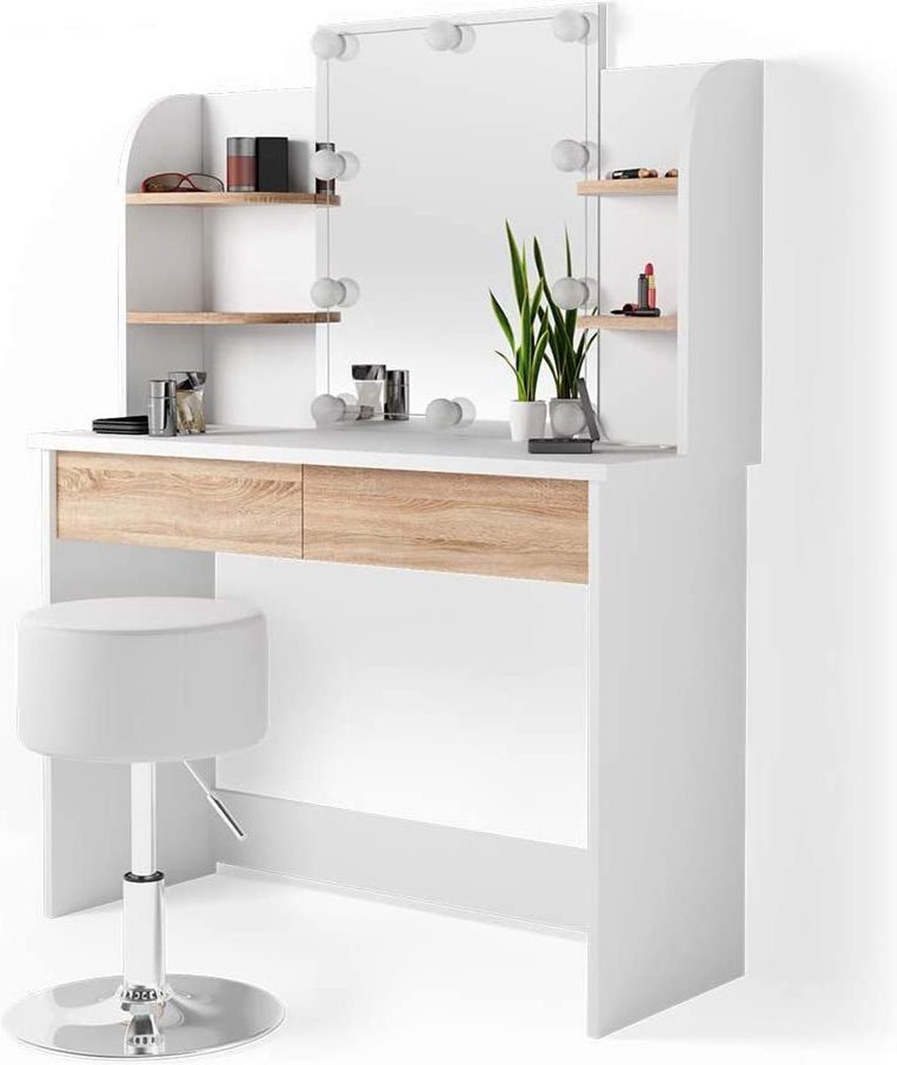 InspireMe Coiffeuse, bureau moderne + miroir avec éclairage LED, pour le  salon