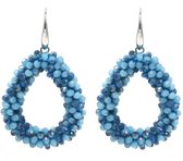 Dielay - Oorbellen met Glaskralen - Facet Geslepen - Oorhangers - 4,5x3,5 cm - Blauw