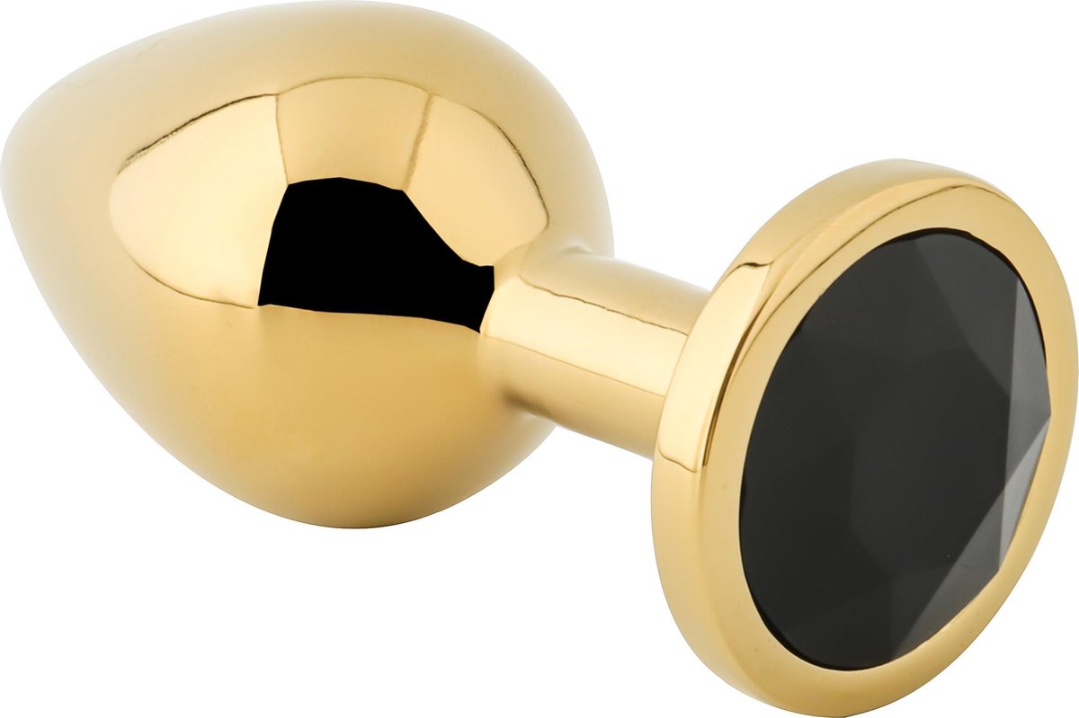 Goedkoopste Banoch - Buttplug Aurora black gold Medium - gouden Metalen buttplug - Diamant zwart