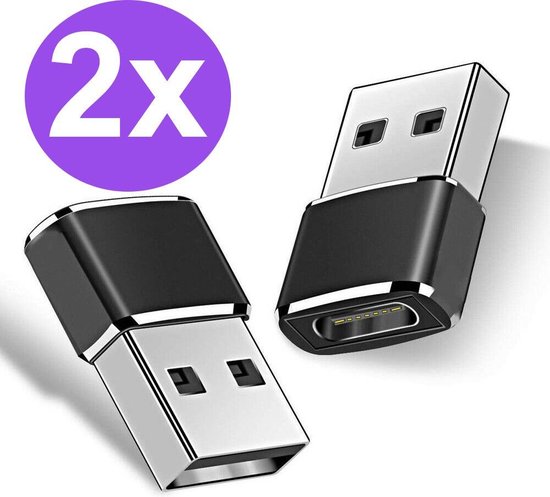 Vues Set van 2 USB-A naar USB-C 3.1 Adapter - 2 stuks - Converter - USB A to USB C HUB - Zwart