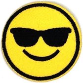 Emoji Smiley Rond Geel Strijk Embleem Patch Zonnebril 5.2 cm / 5.2 cm / Geel Zwart