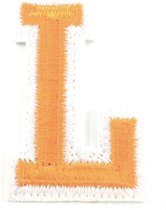 Alfabet Letter Strijk Embleem Patch Oranje Wit Letter L / 3.5 cm / 4.5 cm