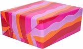 2x Inpakpapier/cadeaupapier roze/paars/oranje/rood in golf 200 x 70 cm - Cadeauverpakking kadopapier