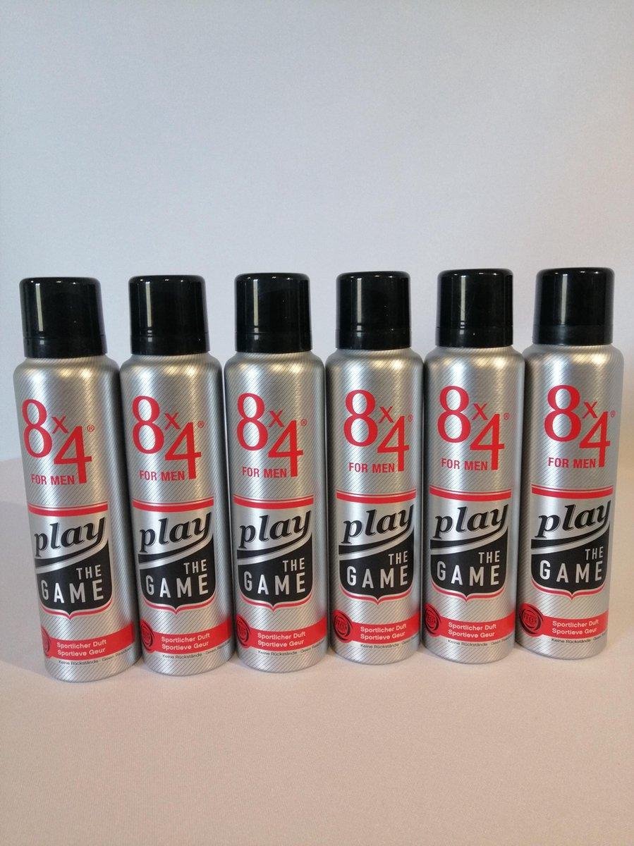 8x4 For men - Play the Game - Deodorant - Voordeelset (6 x 150ml)