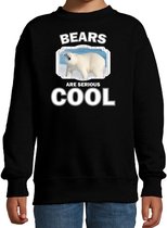 Dieren ijsberen sweater zwart kinderen - bears are serious cool trui jongens/ meisjes - cadeau grote ijsbeer/ ijsberen liefhebber 9-11 jaar (134/146)