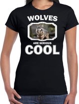 Dieren wolven t-shirt zwart dames - wolfs are serious cool shirt - cadeau t-shirt wolf/ wolven liefhebber M