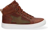 Braqeez 419858-513 Jongens Hoge Sneakers - Bruin - Leer - Veters