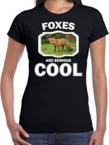 Dieren vossen t-shirt zwart dames - foxes are serious cool shirt - cadeau t-shirt bruine vos/ vossen liefhebber 2XL