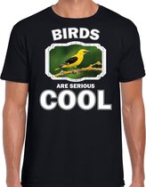 Dieren vogels t-shirt zwart heren - birds are serious cool shirt - cadeau t-shirt wielewaal vogel/ vogels liefhebber 2XL