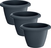 4x Stuks kunststof Respana bloempotten/plantenpotten antraciet 30 cm inclusief onderzetter - Woon/tuindecoratie