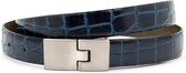 JV Belts Dames riem kroko blauw - dames riem - 2 cm breed - Blauw - Echt Leer - Taille: 90cm - Totale lengte riem: 105cm