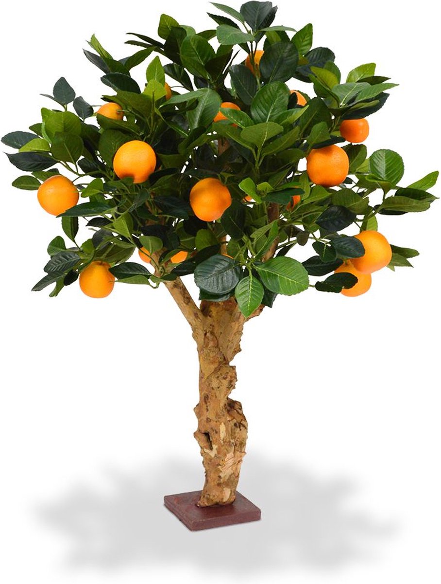 maxifleur Kunstplanten Sinaasappel Bonsai kunstboom op voet 65cm Oranje