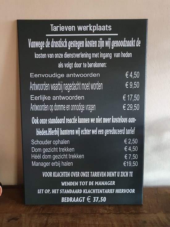 Tableau de texte Tarifs Dimensions de l'atelier 40 x 60 lxh