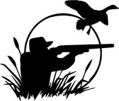 Autosticker/raamsticker - Jager met geweer en eend - Sticker jacht - Sticker schadebestrijding - Zwart