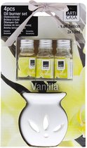 Arti Casa Geurbrander met olie Vanille 4 Delig  - 3 x Vanille Geur - Giftset  Cadeua