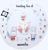Mijlpaaldeken - Rond deken - Konijntjes - Milestone Baby card - Babyshower