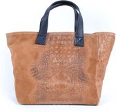 Leren Handtas / Croco Camel