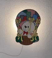 Houten Kinderkamer lamp Bear balloon| E14 LED | Wandlamp
