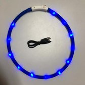 Oplaadbare led halsband voor honden - Makkelijk op maat te maken - Blauw - Maximaal 70 cm