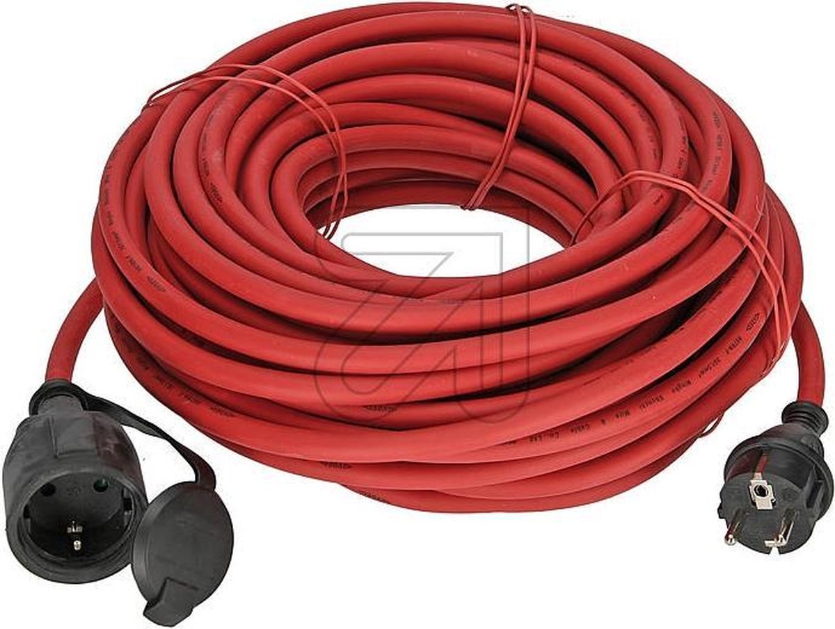 Extra soepele verlengkabel voor tuingereedschap - geaard - rood - 25M
