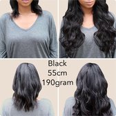 Clip In Extensions 55cm extra dik&vol 190gram zwart net echt haar