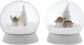 Sneeuwbol Set Engeltjes in de Sneeuw - Kerstdecoratie Snow Globe - Wit