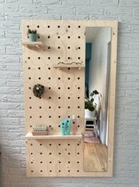 Pegboard Spiegel -Orgaziner - Prikbord - afmeting: 75 x 130 cm