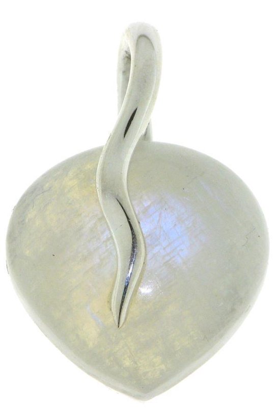 SilverGems Zilveren hanger met cabouchon geslepen Regenboog Maansteen edelsteen