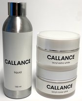 Callance Acryl Poeder Nagels- babyboom en french acrylnagels - acryl extra white 50 ml - acryl cover pink 50 ml - liquid 150ml