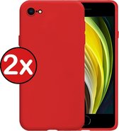 Hoes voor iPhone 7/8 Hoesje Siliconen Case Hoes Back Cover TPU - 2 PACK - Rood