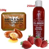 Bio persoonlijke hygiëne  VOORDEEL pakket. Biologisch ecologisch. Le Serail gel douche zeep, Savon d' Aleppo argan olie zeepstuk.