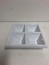 Tapasschaaltje 4 x tapasschaal 4-vaks schaal wit 18.5x18.5x5(h) aperoschaal Cosy en Trendy schaaltje