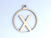 HOUTEN KERSTVERSIERING / WOODEN CHRISTMAS DECORATION - KERSTBAL / CHRISTMAS TREE BAUBLE - Letter X - 9cm - LICHT HOUT / NATURAL WOOD - HOUTEN HANGERS - KERSTBOOM - ALFABET / ALPHAB