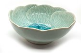 Schaal - Kom - Kom bloemmotief - Bloemig Turquoise 22 cm