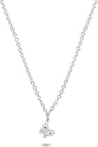 Twice As Nice Halsketting in zilver, zwart wit vlindertje  36 cm+4 cm