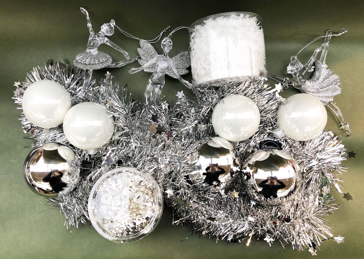 Kerstboom decoratie pakket Wit - Zilver | bol.com