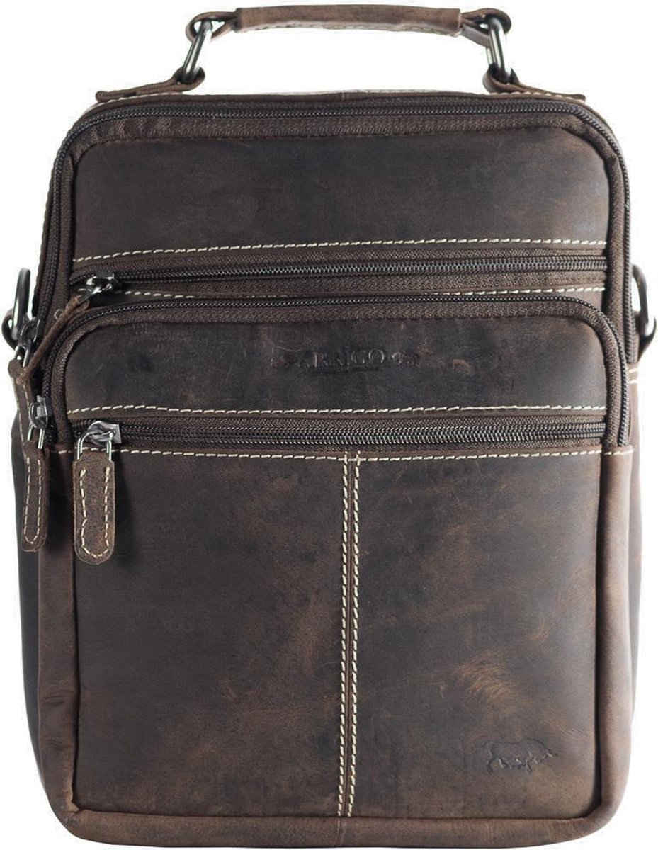 Arrigo Schoudertas Heren Crossbody Tas Heren en Dames Donkerbruin Leer