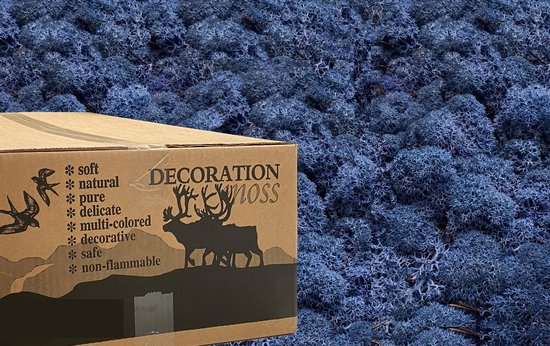 MosBiz Rendiermos Royal blue 3 kilo voor decoraties, schilderijen en mos wanden