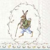 IHR - Edward rabbit - 20 papieren lunch servetten - 33x33cm - Decoupage - Servettentechniek - Konijn - Pasen