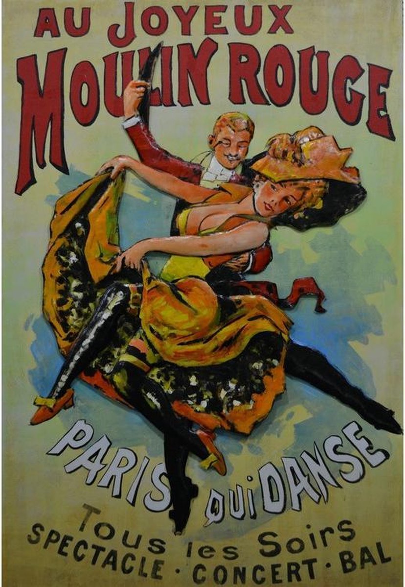 Metaalschilderij - Moulin Rouge 120 X 80 - 80 x 3 x 120 cm