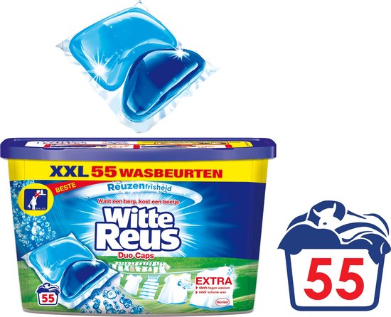 Witte Reus Duo Caps Wascapsules - Wasmiddel Capsules - Voordeelverpakking - 55 wasbeurten