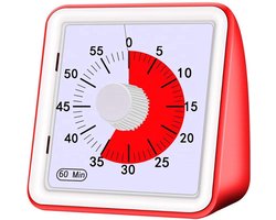 Flokoo Timer Klok - Leerklok - Aftelklok voor kind - Kookwekker Analoog - Rood