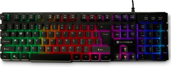Silvergear Gaming Toetsenbord - RGB Led Gaming Keyboard - QWERTY - Regenboog Verlichting - Soft Button Systeem - Multimedia Toetsen