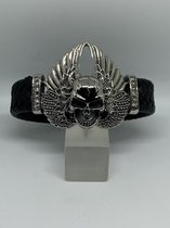 RH-Jewelry. Lederen heren armband skull vleugels