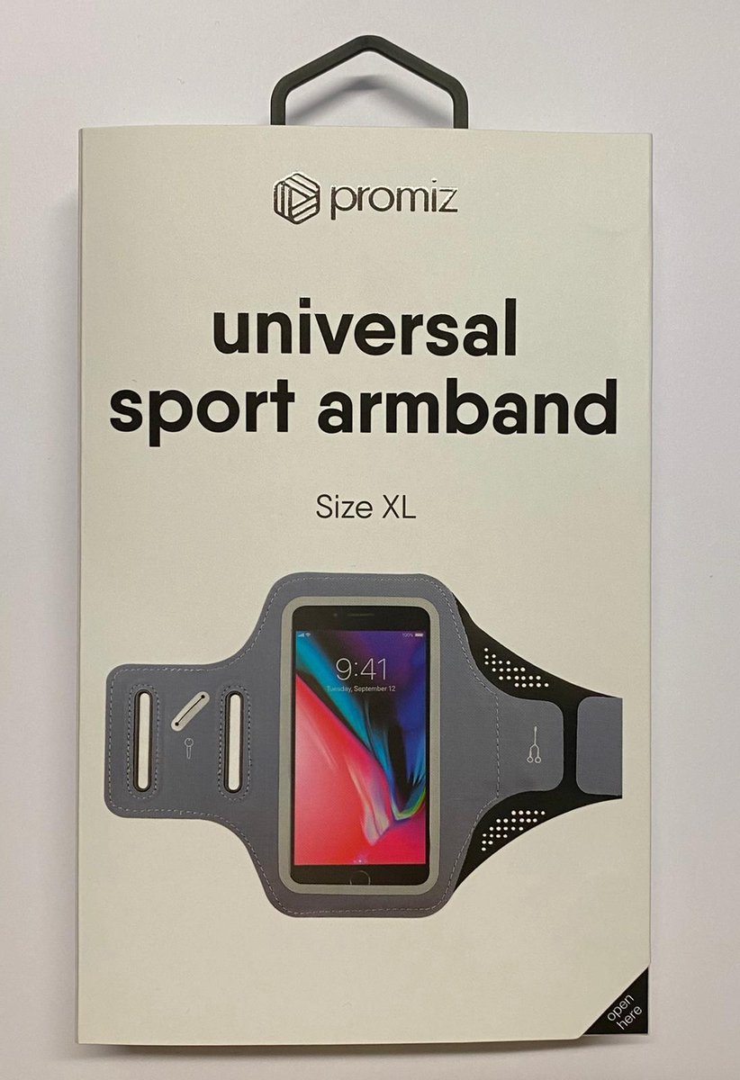 promiz - universal sport armband - size XL - zwart/grijs