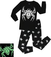 Elowel - Jongen Pyjama 2 Delig, 'GLOW IN THE DARK', 100% Katoen, Comfortabel, Slim fit Broek | 7 Jaar | Spin