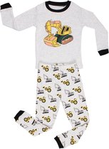 Elowel - Jongen Pyjama 2 Delig, 100% Katoen, Comfortabel, Slim fit Broek | 12-18 Maand | Bulldozer