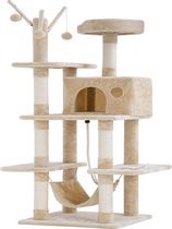 BestPet CT-T154-BEIGE Kattenboom voor katten - Speelhuis - Met hangmat - Beige