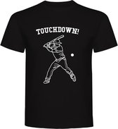 T-Shirt - Casual T-Shirt - Fun T-Shirt - Fun Tekst - Lifestyle T-Shirt - Sport T-Shirt - Baseball - Football - Touchdown! - Black - S